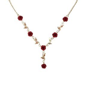 Elegant Red Rose Necklace